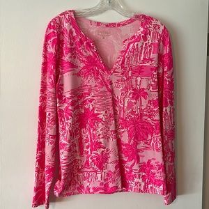 Lilly Pulitzer bright pink long sleeve shirt size M